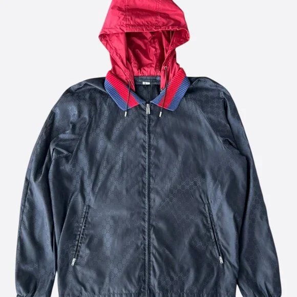 Gucci Navy GG Monogram Windbreaker - Picture 1 of 6